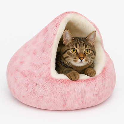 CozyNest | Soft Plush Hooded Cat Bed for Anxiety Relief 7