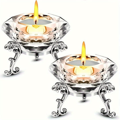 RadiantCrystal - Transparente europäische Kerzenhalter Set
