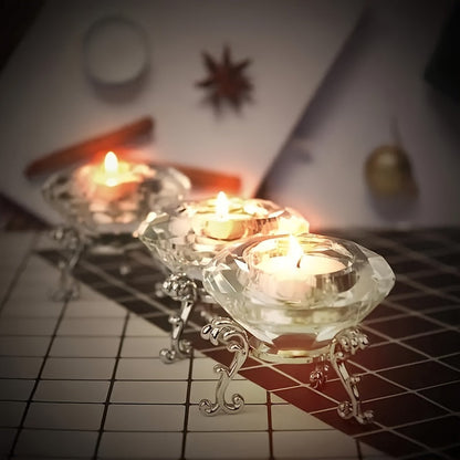 RadiantCrystal - Transparente europäische Kerzenhalter Set