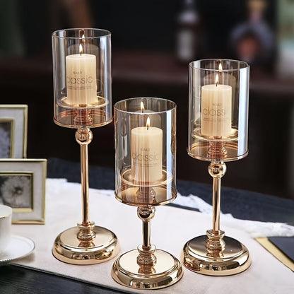 NuptialGlow - Retro Luxe Candleholder Set for Weddings