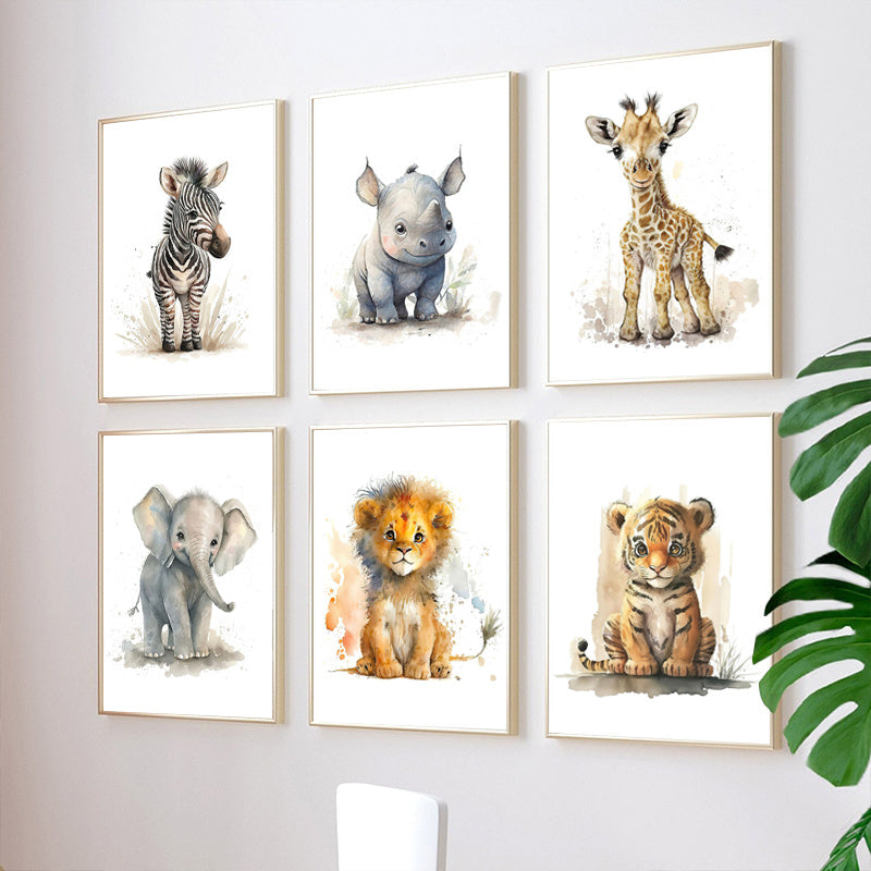 WildWhimsy – Sæt af 8 Søde Dyreplakater til Livlige Rum