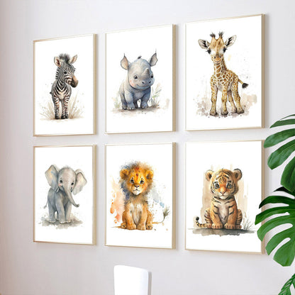 WildWhimsy – Sæt af 8 Søde Dyreplakater til Livlige Rum