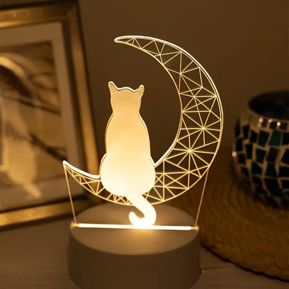 LunaCat - 3D Night Lamp with Moon Design