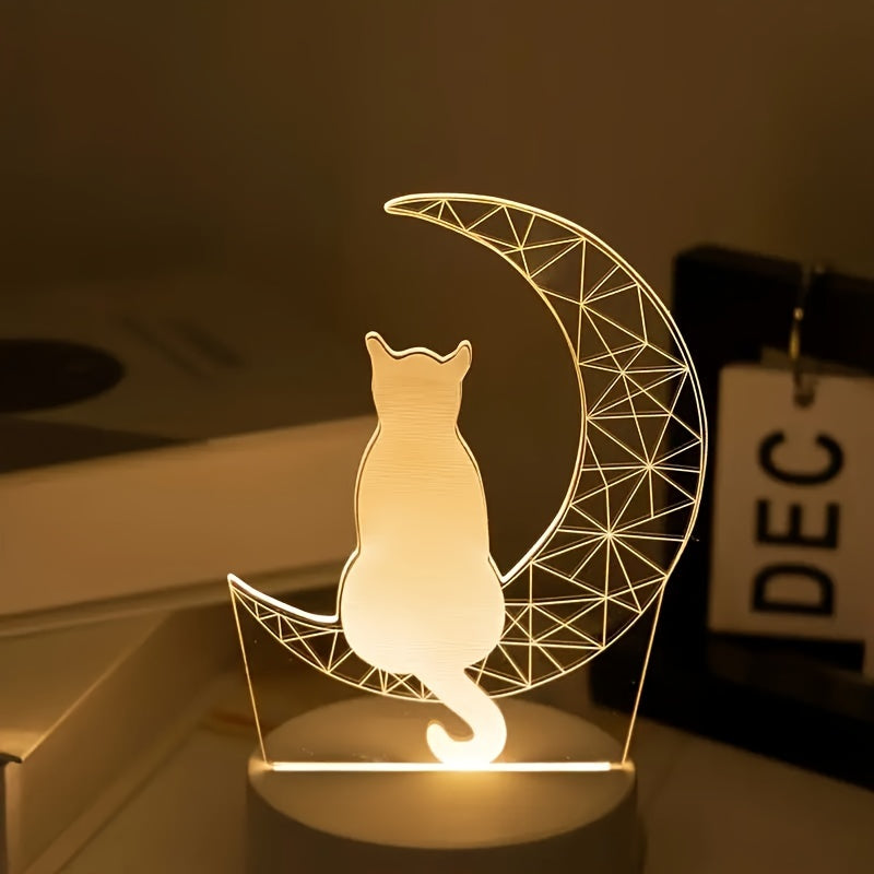 LunaCat - 3D Night Lamp with Moon Design