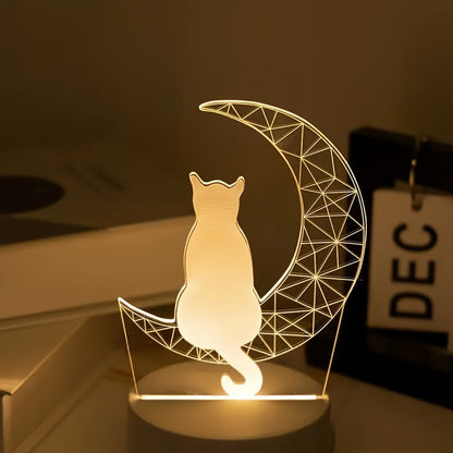 LunaCat - 3D Night Lamp with Moon Design
