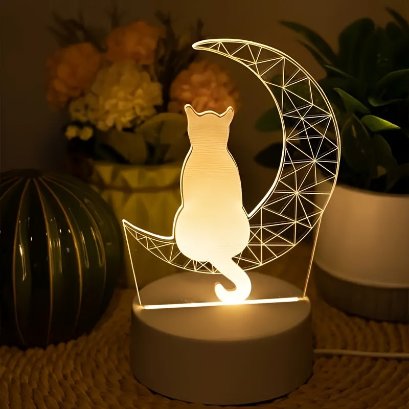 LunaCat - 3D Night Lamp with Moon Design