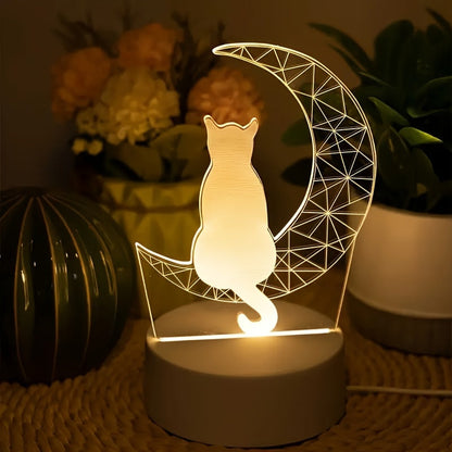 LunaCat - 3D Night Lamp with Moon Design