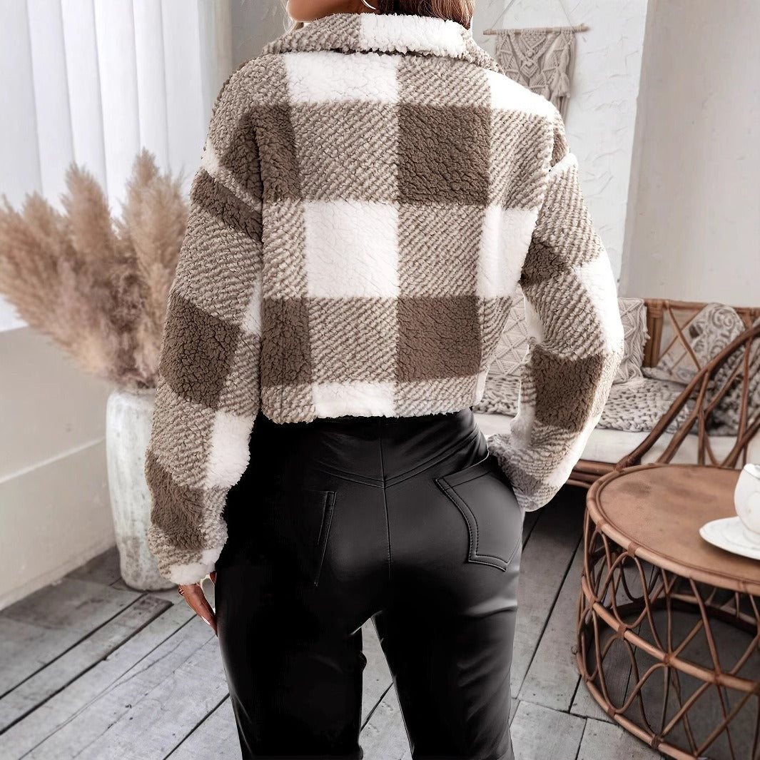 Cropped Sherpa Coat for Women – Cozy Winter Coat with Relaxed Fit and Full Zip 2