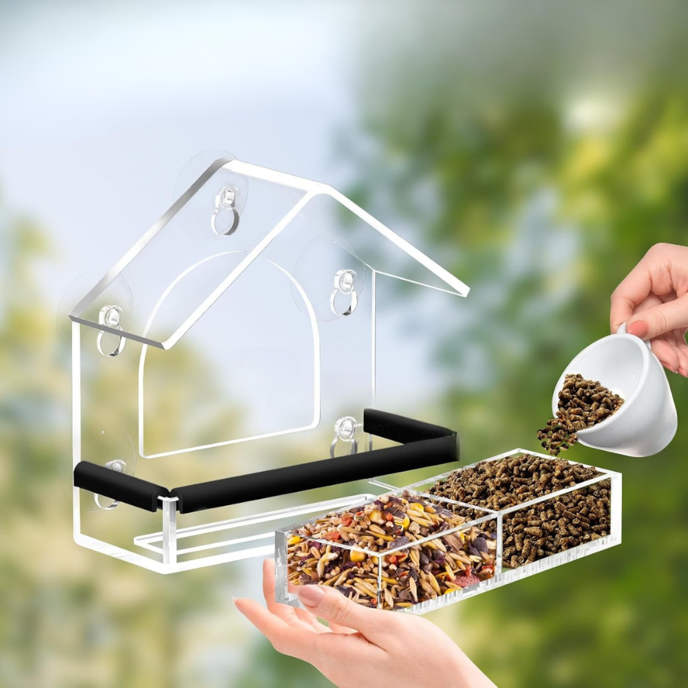 CrystalVista | Stylish Durable Acrylic Window Bird Feeder for Wildlife Observation 0