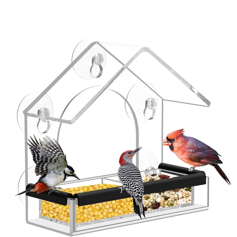 CrystalVista | Stylish Durable Acrylic Window Bird Feeder for Wildlife Observation 1