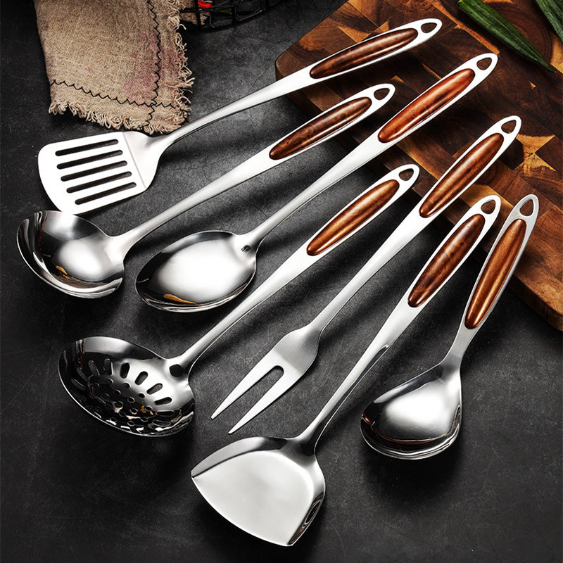 CulinaEdge | Premium Stainless Steel Utensil Set – Wooden Handle Cooking Essentials 1