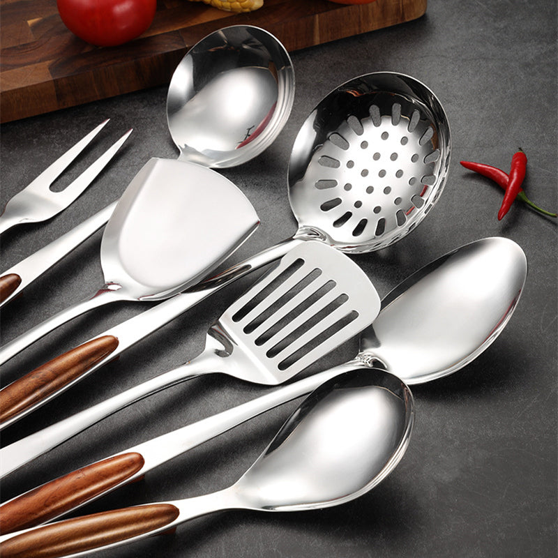 CulinaEdge | Premium Stainless Steel Utensil Set – Wooden Handle Cooking Essentials 4