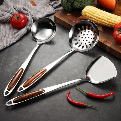 CulinaEdge | Premium Stainless Steel Utensil Set – Wooden Handle Cooking Essentials 5