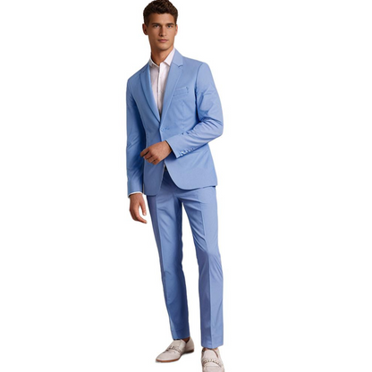 Variant image for Men's Suit Navy Size L Polyester Slim Fit Elegant Wedding Suit-13