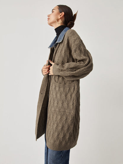 Diamond Stitch Knitting Longline Cardigan 4