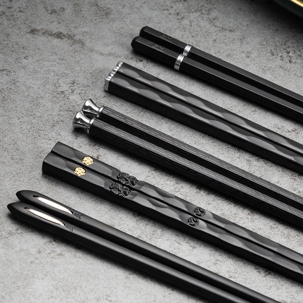 DineLux | Elegant Sophisticated Alloy Chopstick Set (5 Pairs) 0