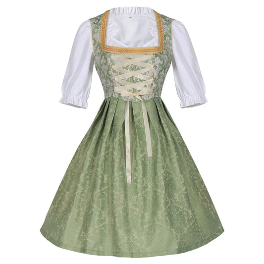 Dirndl dress in champagne gold – Oktoberfest | Elegant traditional dress with apron and blouse 0