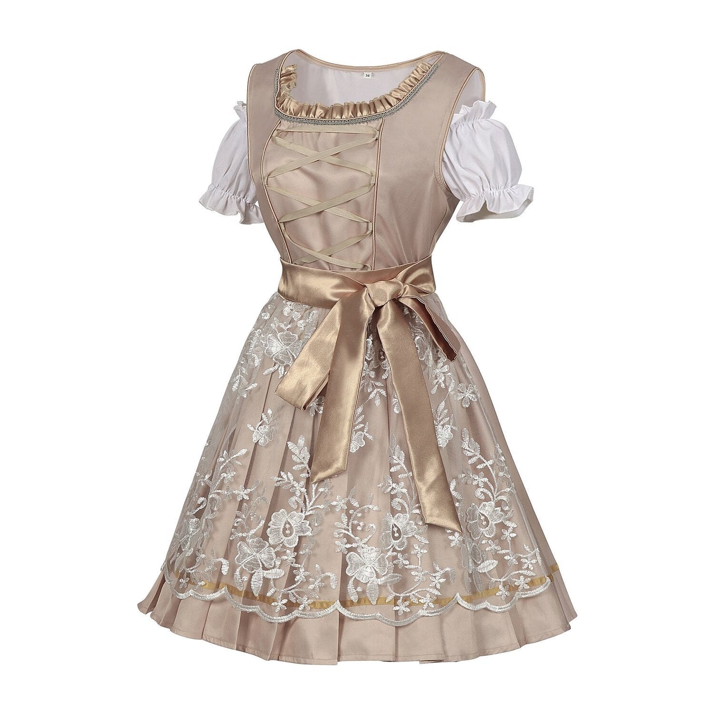 Dirndl dress in champagne gold – Oktoberfest | Elegant traditional dress with apron and blouse 7