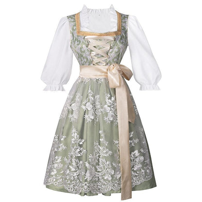 Dirndl dress in champagne gold – Oktoberfest | Elegant traditional dress with apron and blouse 9