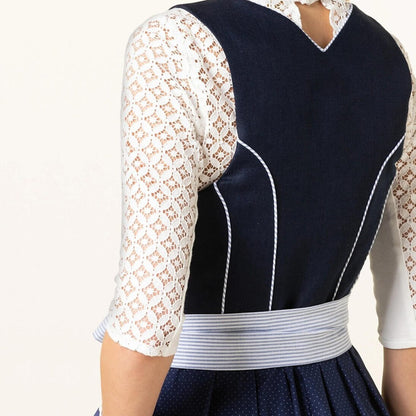 Dirndl dress with blue floral pattern – Oktoberfest | Romantic traditional dress with apron 2