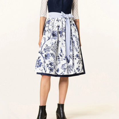 Dirndl dress with blue floral pattern – Oktoberfest | Romantic traditional dress with apron 3