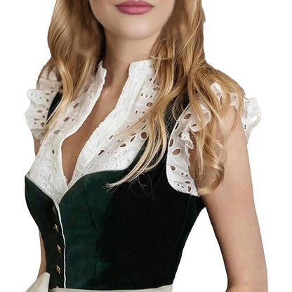 Dirndl dress with pink flower print – Oktoberfest | Feminine traditional dress with apron 2