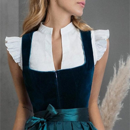 Dirndl dress with pink flower print – Oktoberfest | Feminine traditional dress with apron 3