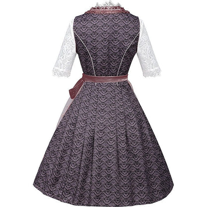 Dirndl dress with rose pattern – Oktoberfest | Romantic traditional dress with blouse & apron 1