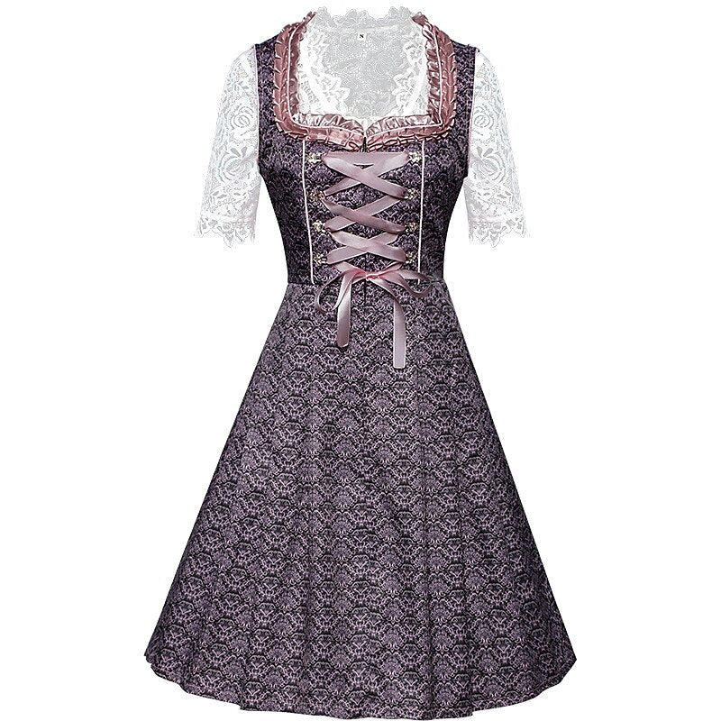 Dirndl dress with rose pattern – Oktoberfest | Romantic traditional dress with blouse & apron 3