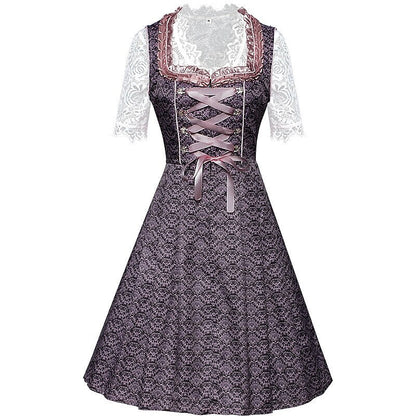 Dirndl dress with rose pattern – Oktoberfest | Romantic traditional dress with blouse & apron 3