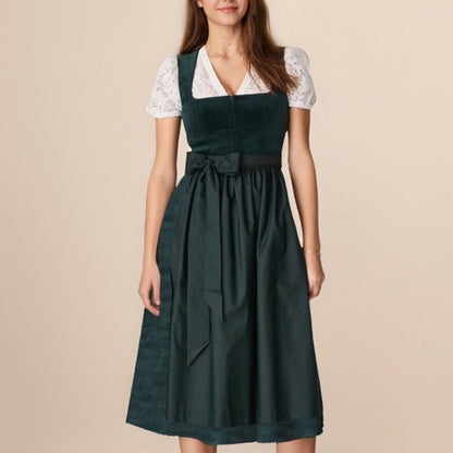 Dirndl for women in dark green – Oktoberfest | Classic traditional dress with an elegant touch 0