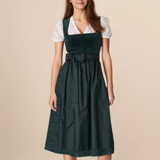 Dirndl for women in dark green – Oktoberfest | Classic traditional dress with an elegant touch 0