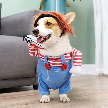 Dog Halloween Costume Plush Funny Outfit | Scary Doll Design 1
