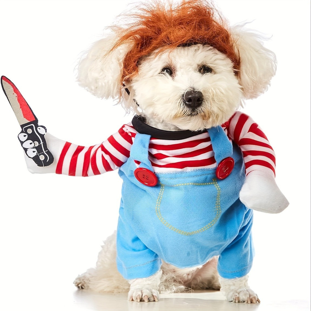 Dog Halloween Costume Plush Funny Outfit | Scary Doll Design 3