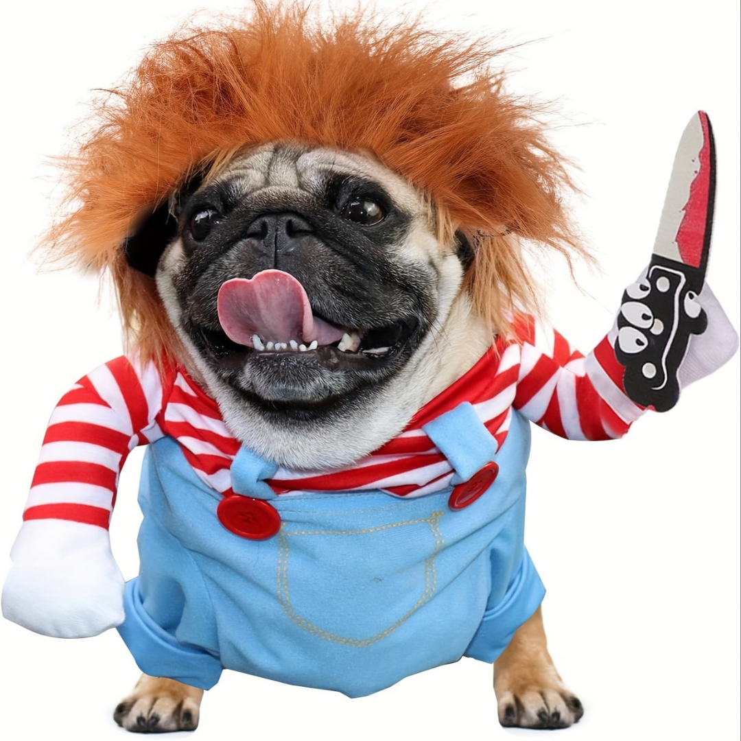 Dog Halloween Costume Plush Funny Outfit | Scary Doll Design 4