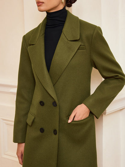 Double-Breasted Belted Long Coat 4