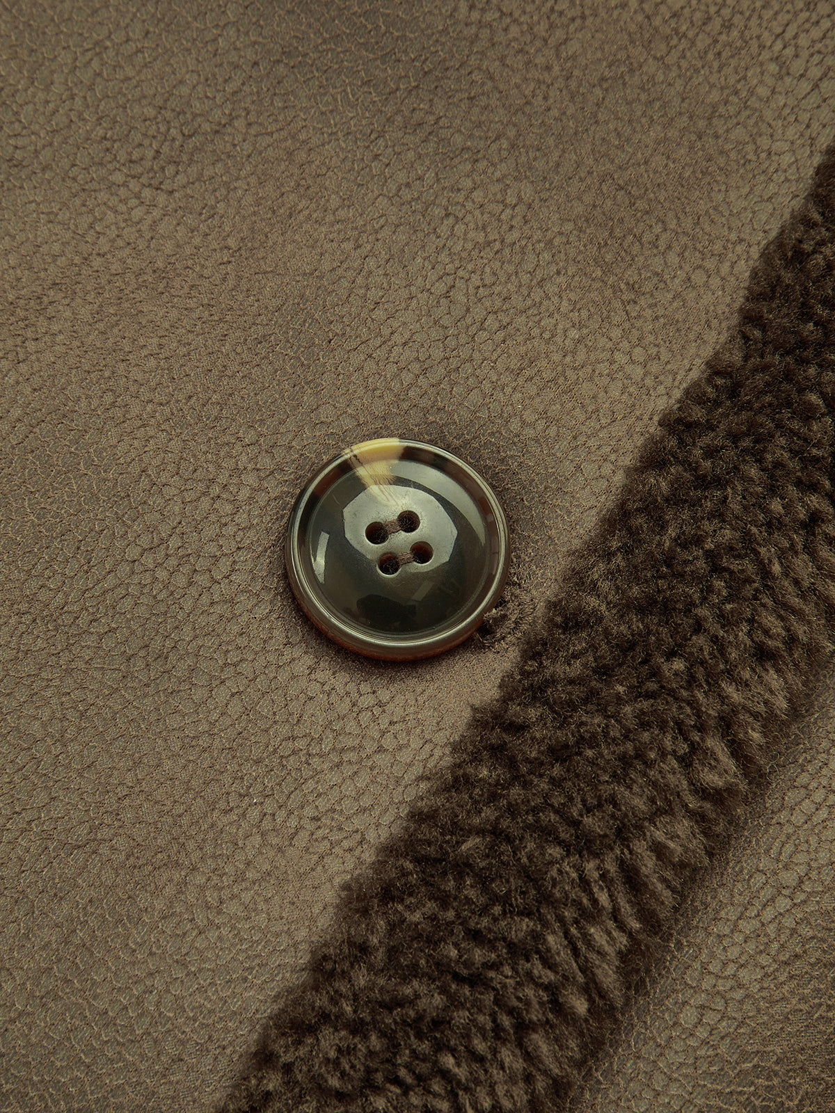 Double-Breasted Fleece Lined Faux Leather Longline Coat 8