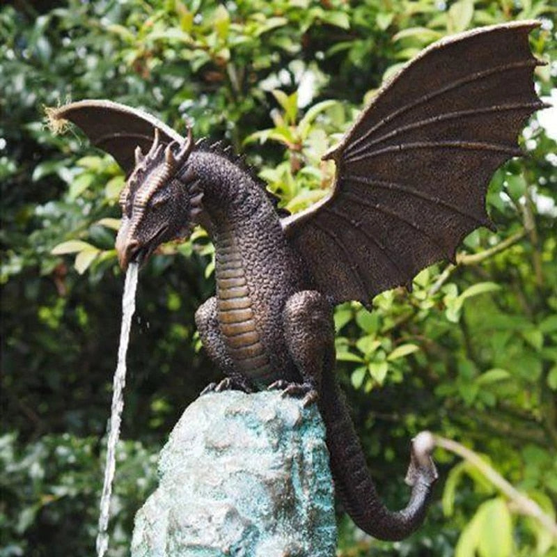 Draconis | Enchanting Fire-Breathing Dragon Fountain Sculpture 4
