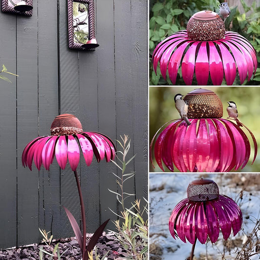 Durable Metal Bird Feeder House with Elegant Sunflower Design – Weather Resistant Garden Decor 1