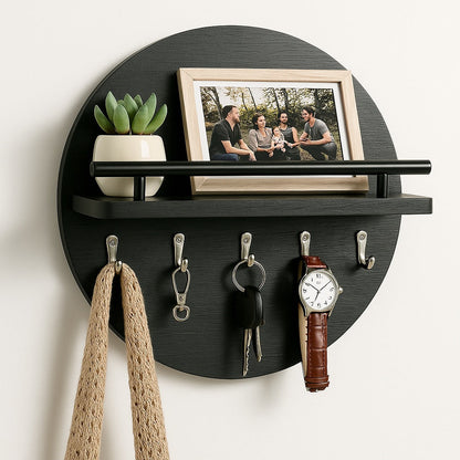 EcoWood | Stylish Sustainable Round Wall Key Holder Organizer 0