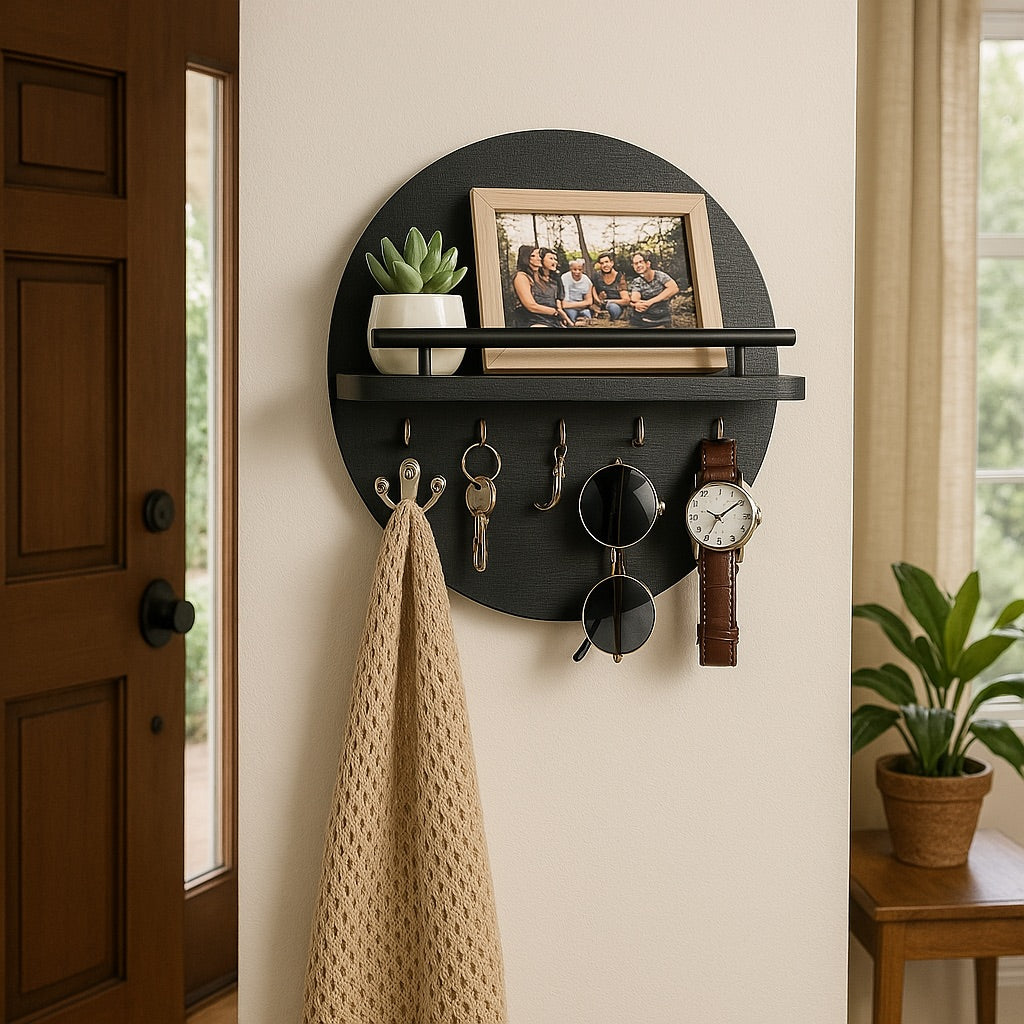 EcoWood | Stylish Sustainable Round Wall Key Holder Organizer 1