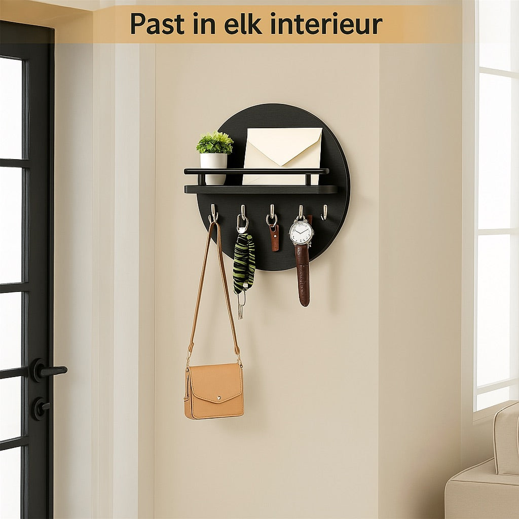 EcoWood | Stylish Sustainable Round Wall Key Holder Organizer 2