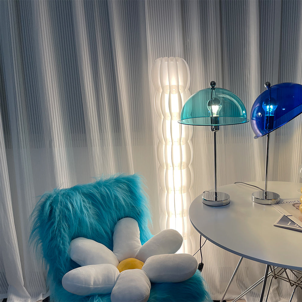 LuxeLight – Elegant Silver Table Lamp with Acrylic Accents