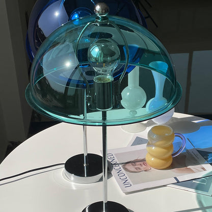 LuxeLight – Elegant Silver Table Lamp with Acrylic Accents