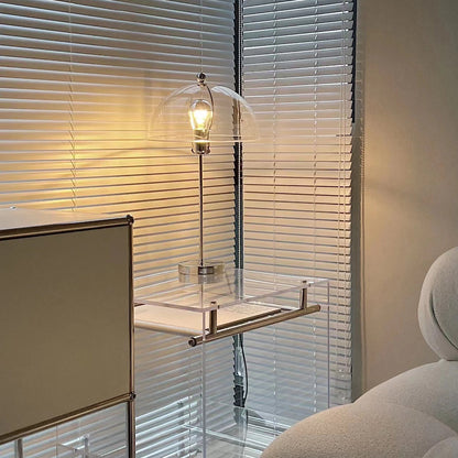 LuxeLight – Elegant Silver Table Lamp with Acrylic Accents