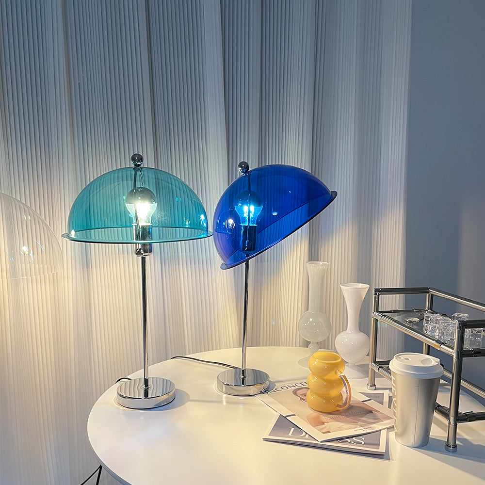 LuxeLight – Elegant Silver Table Lamp with Acrylic Accents