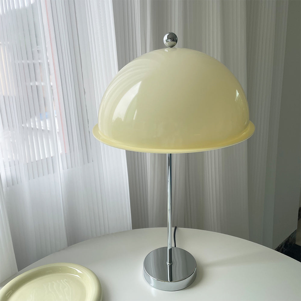 LuxeLight – Elegant Silver Table Lamp with Acrylic Accents