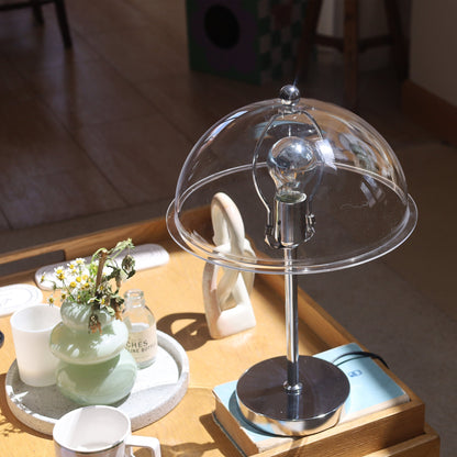 LuxeLight – Elegant Silver Table Lamp with Acrylic Accents