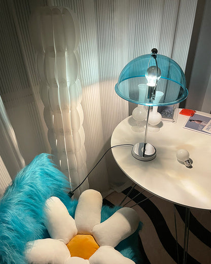 LuxeLight – Elegant Silver Table Lamp with Acrylic Accents