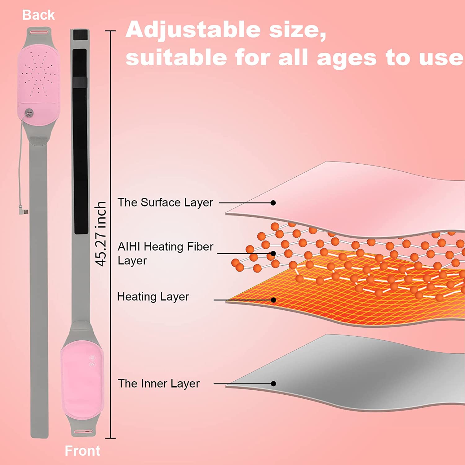 Cordless Electric Heating Pad for Cramps with Graphene Technology & Vibration Therapy-3